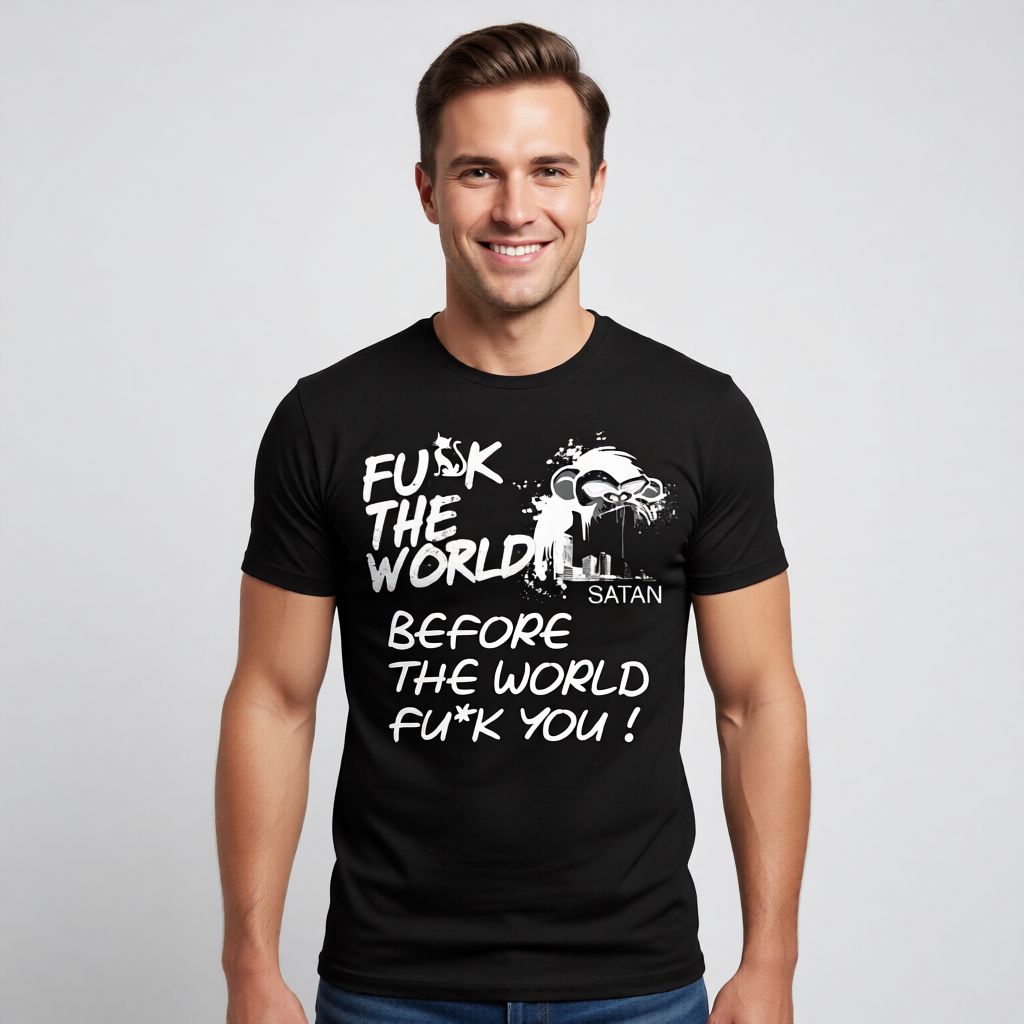 Fuxk the world before the world fuxk you  Funny T-shirt