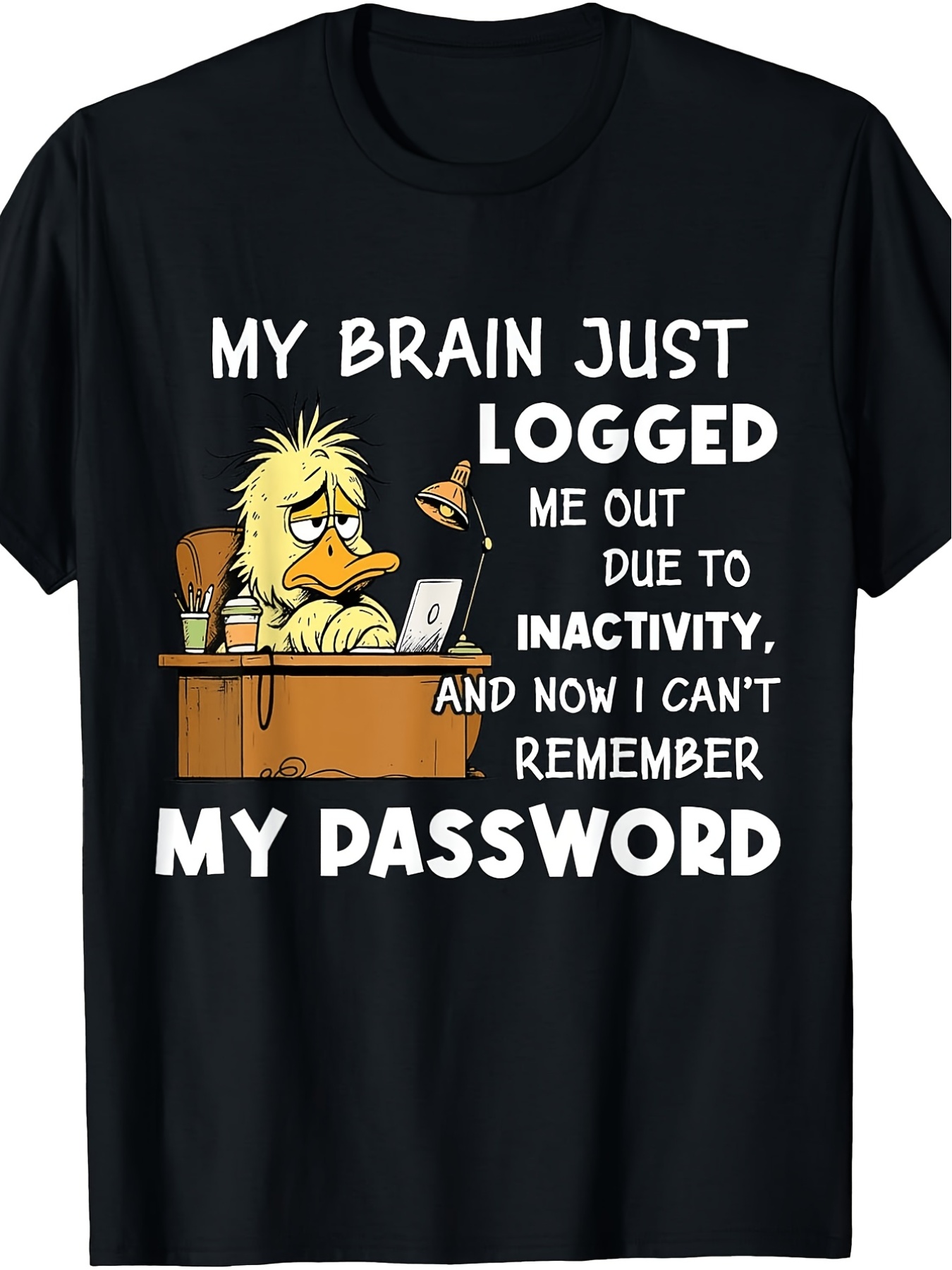Retro Tech Humor T Shirt My Br N Just Logged Me Out Duck Graphic Computer Themed Machine Washable Round Neck Shirt Suitable for Casual Wear Gamer Apparel ForMale Printed Fashion Daily Short Sleeve Tee