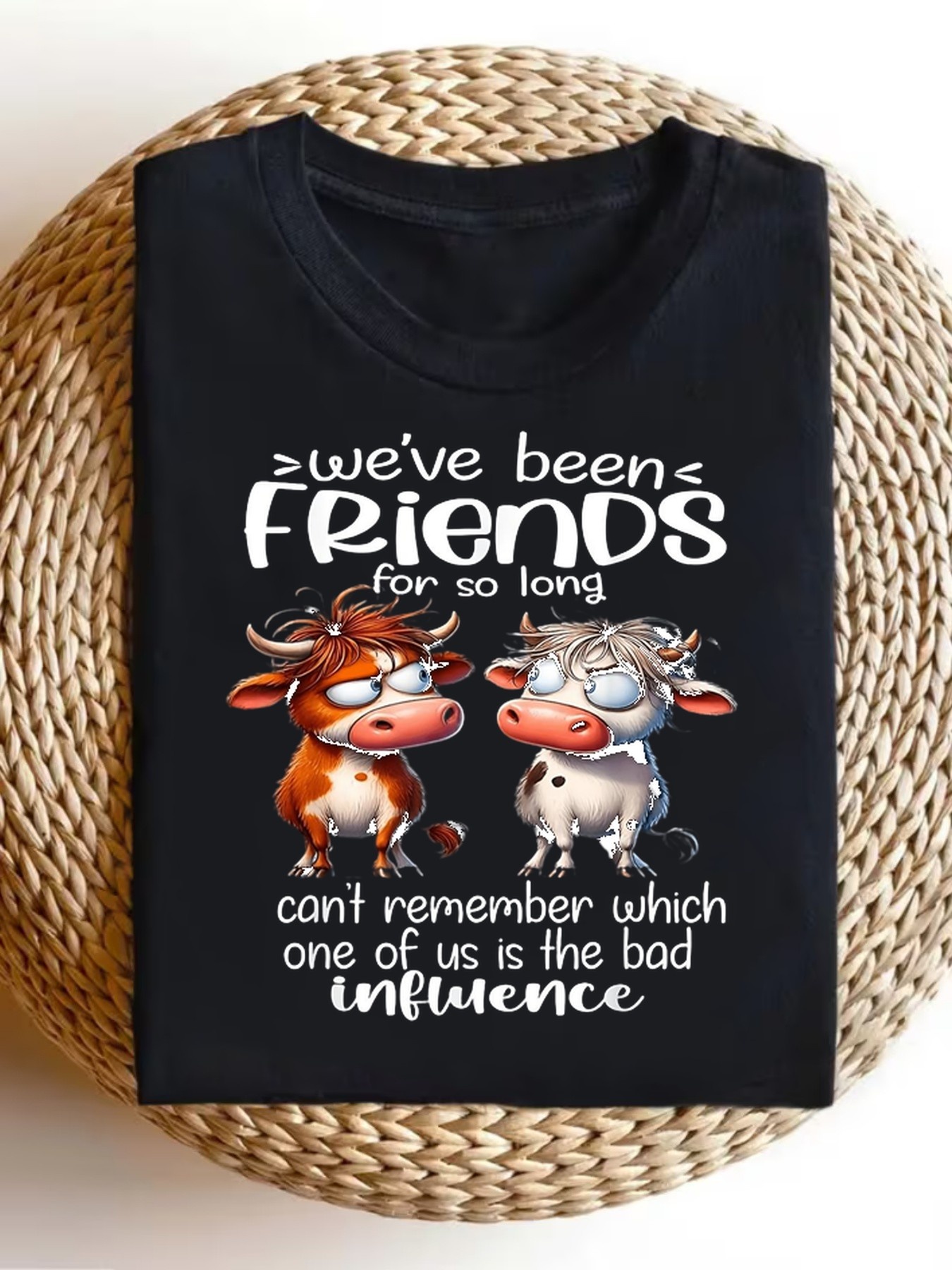 Funny Vintage Graphic Men'S T-Shirt Retro Cow T-Shirt - Humorous "We'Ve Been Friends So Long Can'T Remember" Graphic Tee Suitable for Casual Wear, Round Neck Shirt with Funny Cow Design, Machine Washable for Year-Round Use, Gifts for Plus-Size Men