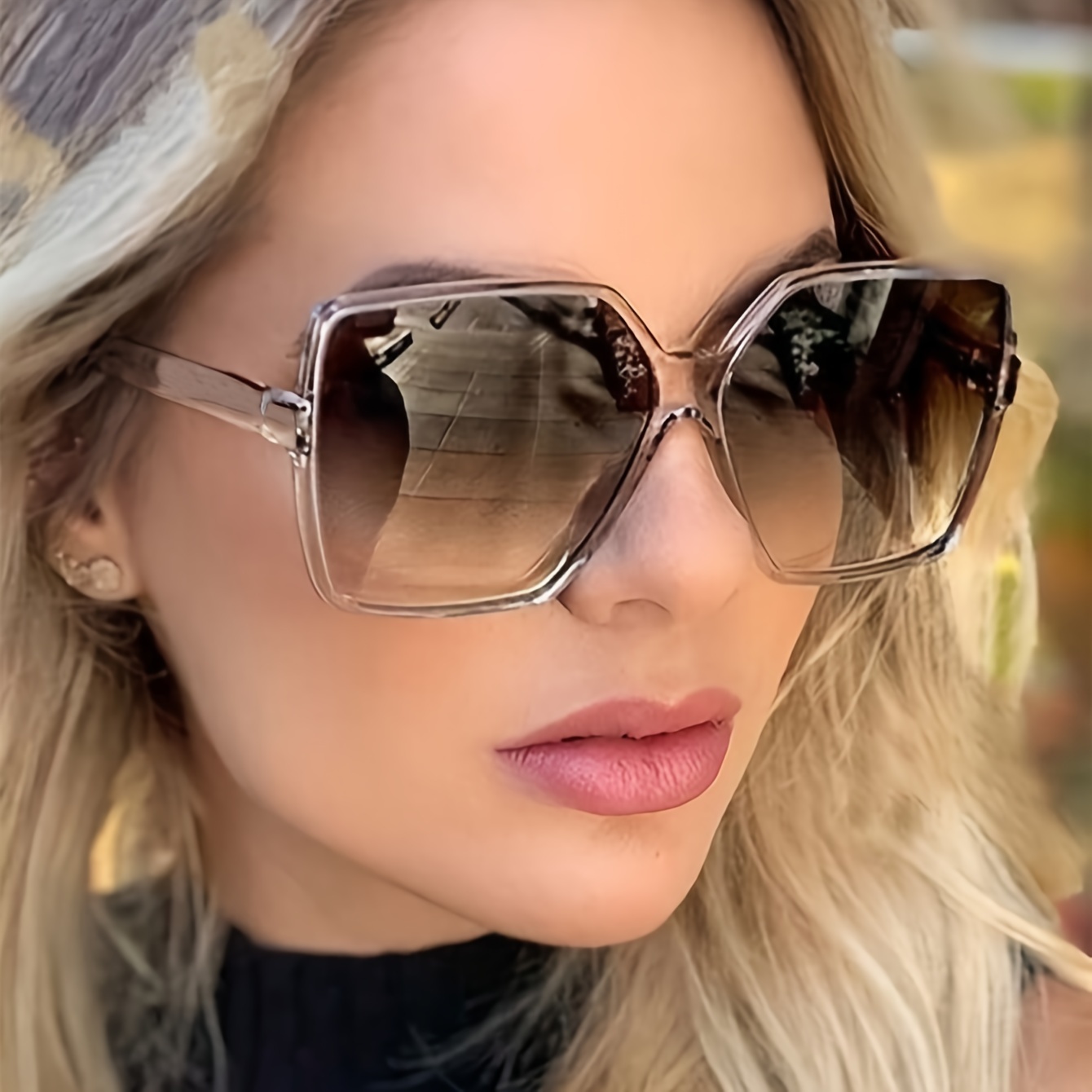 1 Pair of Women's PC Square Large Frame Shows the Face Small Geometric Pattern New European and American Temperament Fashion Decorative Glasses