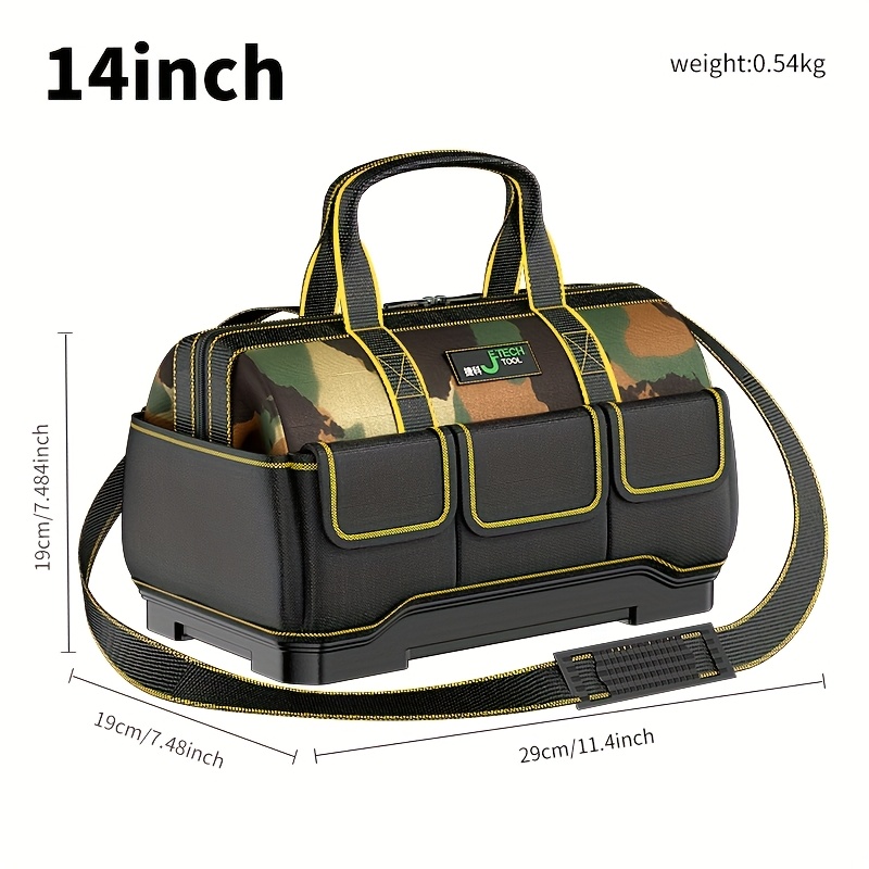 1pc Multifunctional Storage Bag, Thickened Plastic Bottom, Anti-fall And Wear-resistant Thickening Tool Storage Canvas Bag, Parts Storage Bag, Hand-held Hardware Tool Bag, Fishing And Labor Protection Woodworking Bag.