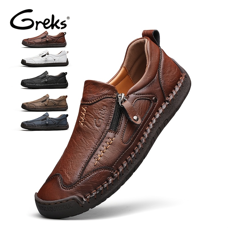 GREKS Men'S Side Zipper Casual Walking Shoes, Soft Upper Lightweight Breathable All Season Comfort Daily Wear Sneakers