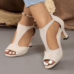 Vintage Style T-Strap Block Heel Sandals Hollow Out Design Versatile Commute Banquet Ladies Shoes Fashion Women's Sandals, Women Shoes