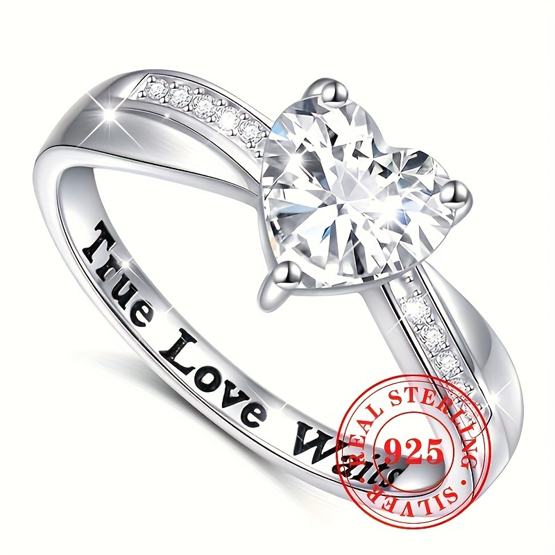 Synthetic Zirconia Engagement Ring Featuring a Heart Shape with a 3-Claw Inlay - a Classic And Elegant Design, Perfect for Weddings, Romantic Proposals, Valentine'S Day, And Everyday Wear