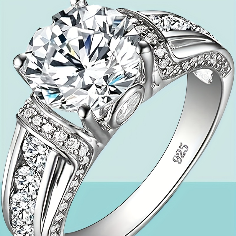 1pc S925 Silvery Ring with 3 Carat White Zirconia, Luxury Birthday Party Gift for Teens And Teens, Best Gift for Wife Or Girlfriend, Christmas And Halloween Gifts, Back to School Gifts, Wedding Rings, Engagement Rings, Shiny Hearts for Teens