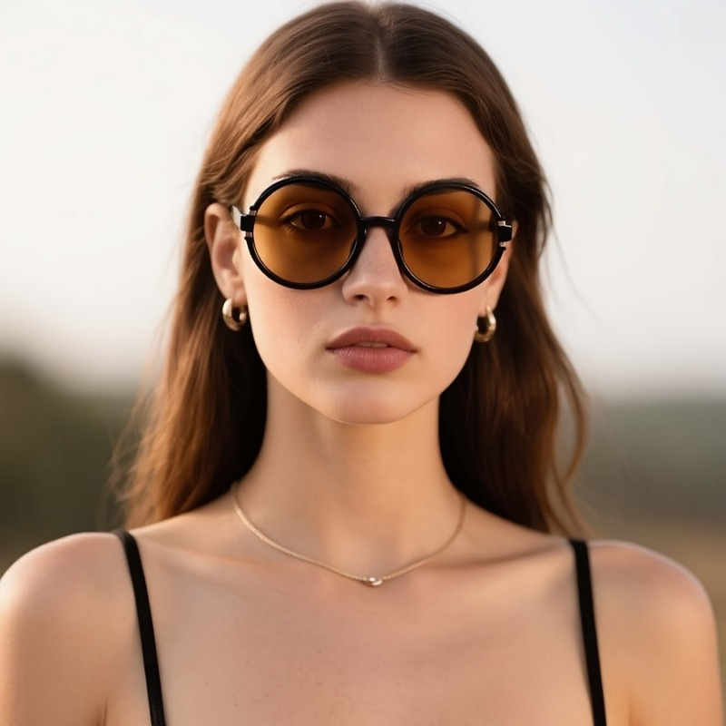 Round Retro Fashion Glasses, Unisex Classic Trend Oval Easy Style, Women'S