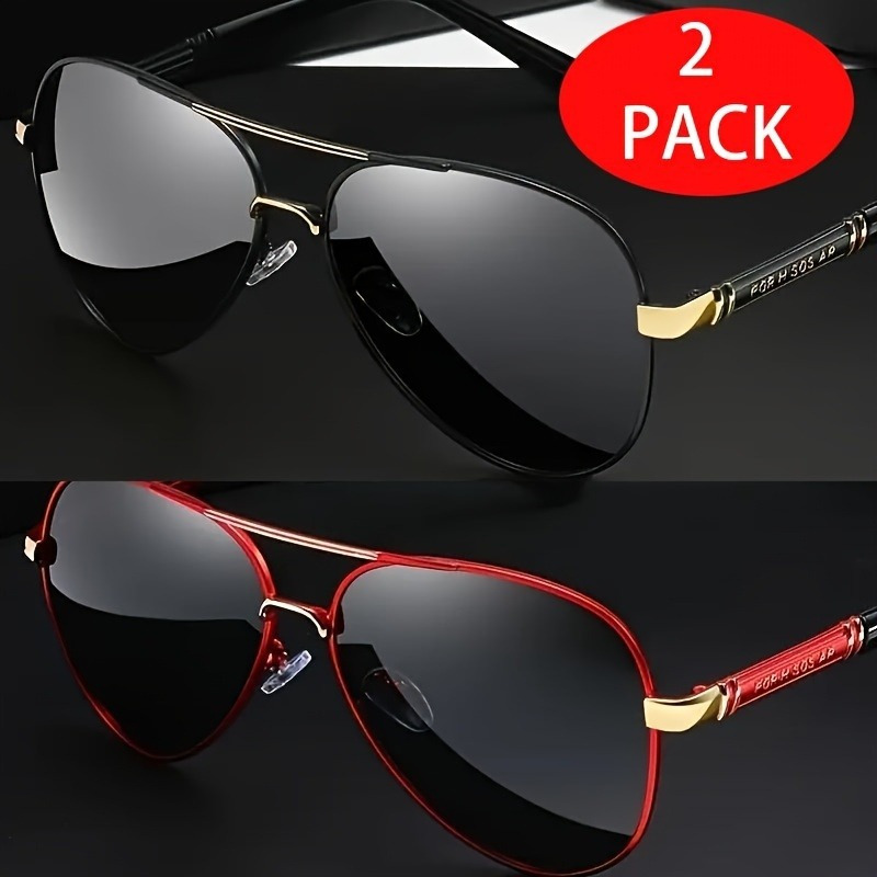 Set of 2 Retro Style Glasses for Both Genders - Oversized Metal Frame, TAC Lenses, Stylish Everyday Eyewear | Vintage Metal Frame Glasses, Trendy Eyewear, High-Quality Optical Lenses